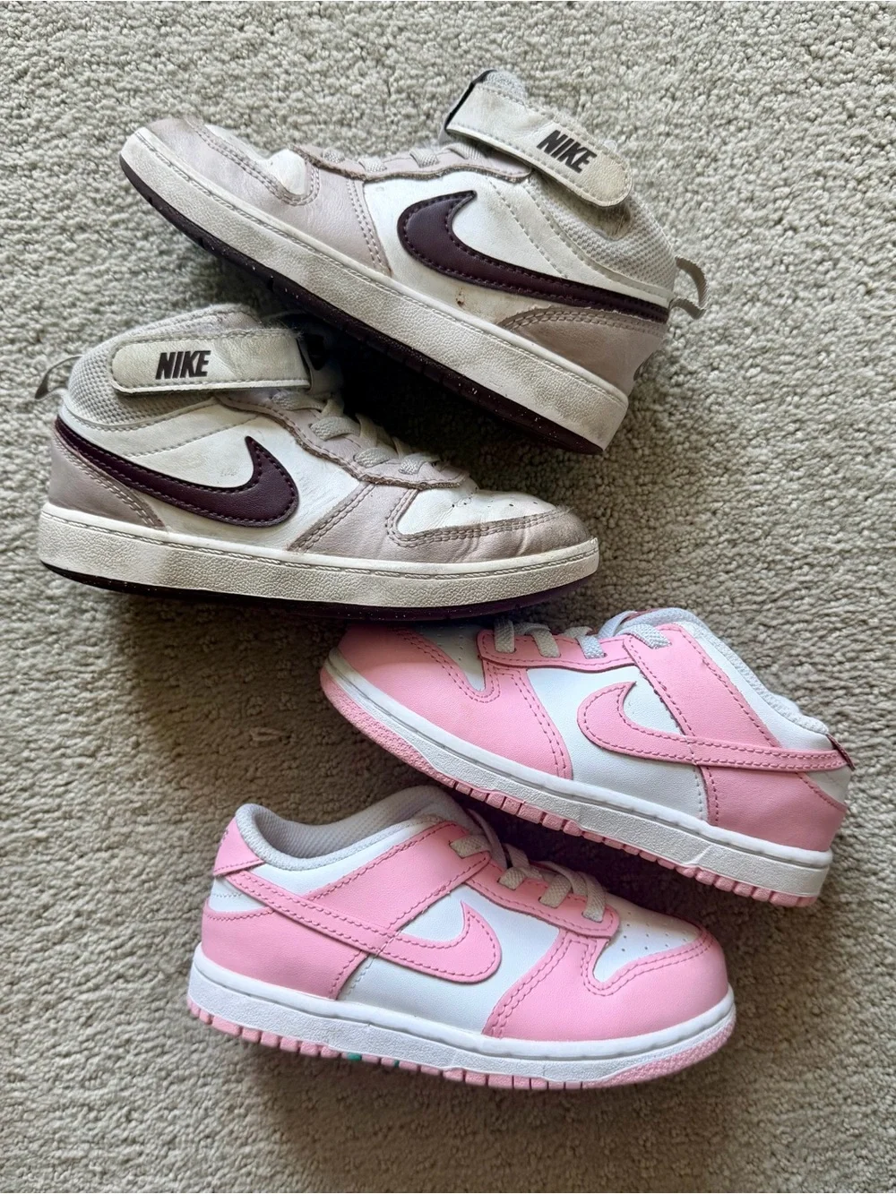 Nike Kids High-Top Sneakers in White and Maroon & Pink Low-Top Sneakers